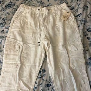White cargo joggers